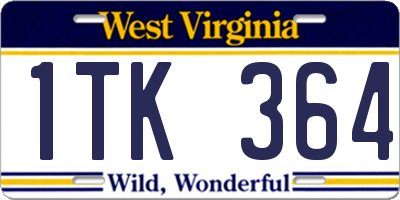 WV license plate 1TK364