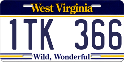 WV license plate 1TK366