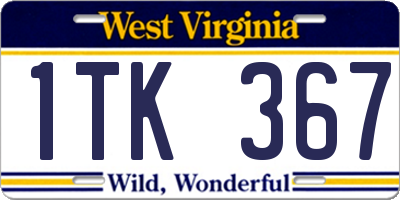WV license plate 1TK367