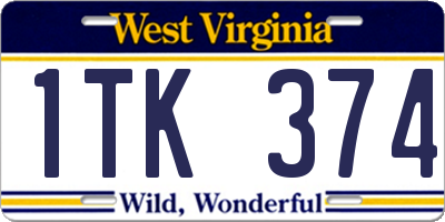 WV license plate 1TK374
