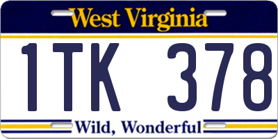 WV license plate 1TK378