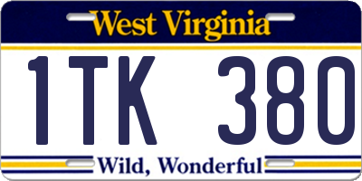 WV license plate 1TK380