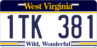 WV license plate 1TK381