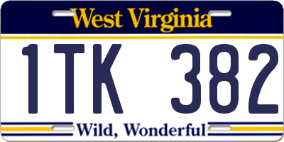 WV license plate 1TK382