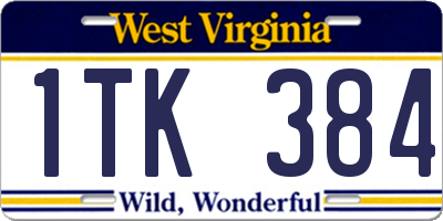 WV license plate 1TK384