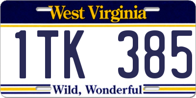 WV license plate 1TK385