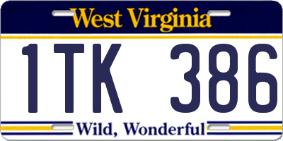 WV license plate 1TK386