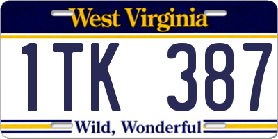 WV license plate 1TK387