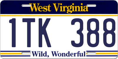 WV license plate 1TK388