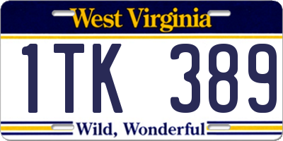 WV license plate 1TK389