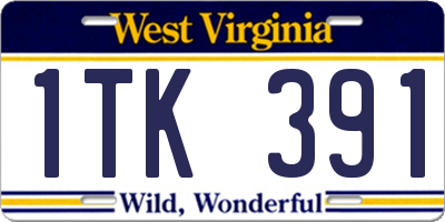 WV license plate 1TK391
