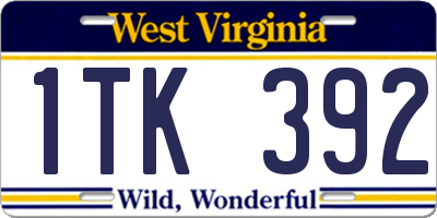 WV license plate 1TK392