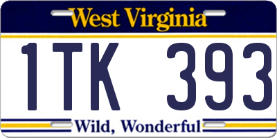 WV license plate 1TK393
