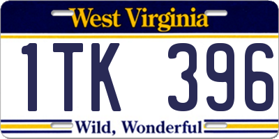WV license plate 1TK396