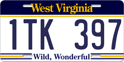 WV license plate 1TK397