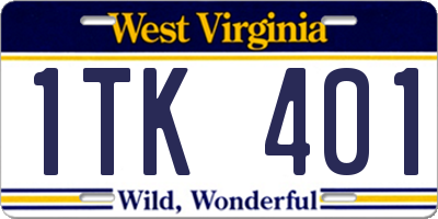 WV license plate 1TK401
