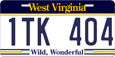 WV license plate 1TK404