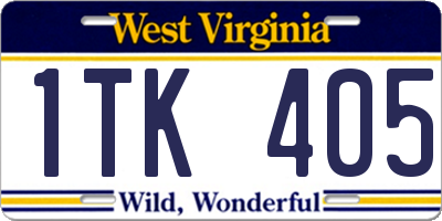 WV license plate 1TK405