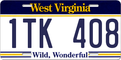 WV license plate 1TK408