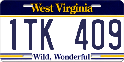 WV license plate 1TK409