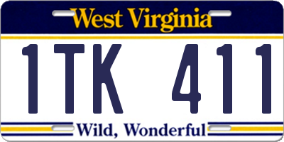 WV license plate 1TK411