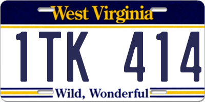 WV license plate 1TK414