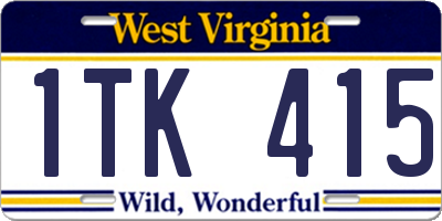 WV license plate 1TK415
