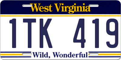 WV license plate 1TK419