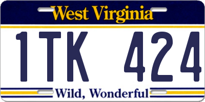 WV license plate 1TK424
