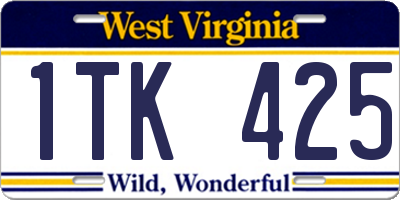 WV license plate 1TK425