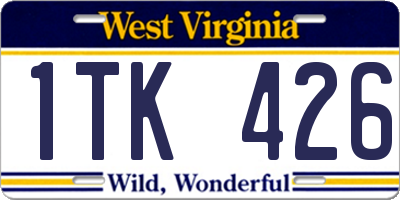 WV license plate 1TK426