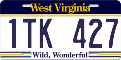 WV license plate 1TK427