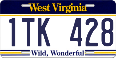 WV license plate 1TK428