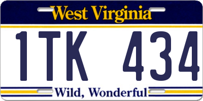 WV license plate 1TK434