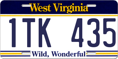 WV license plate 1TK435