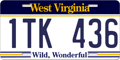 WV license plate 1TK436