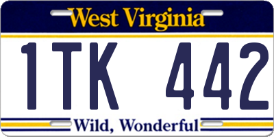 WV license plate 1TK442