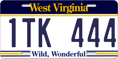 WV license plate 1TK444