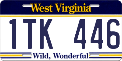 WV license plate 1TK446