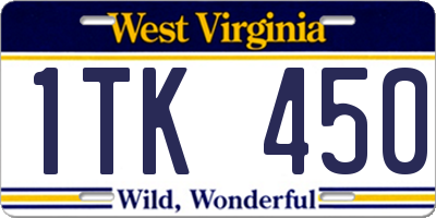WV license plate 1TK450