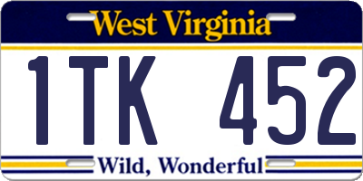 WV license plate 1TK452
