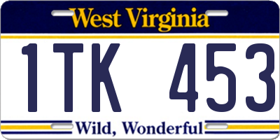 WV license plate 1TK453