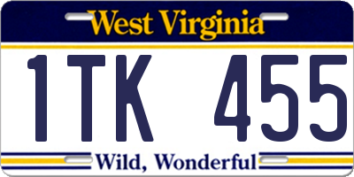 WV license plate 1TK455