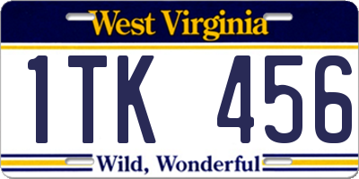 WV license plate 1TK456