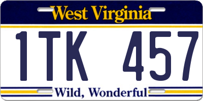 WV license plate 1TK457