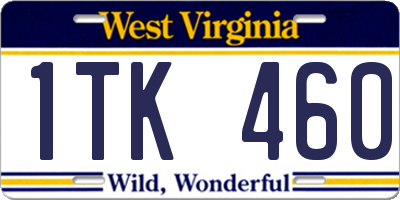 WV license plate 1TK460