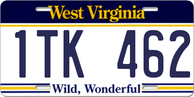 WV license plate 1TK462