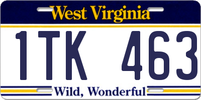 WV license plate 1TK463
