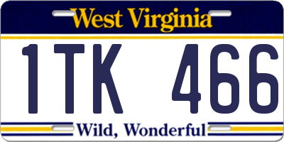 WV license plate 1TK466