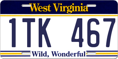 WV license plate 1TK467